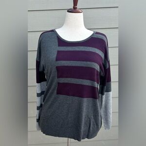Calvin Klein Women's Colorblocked Crewneck Sweater Gray Size Large